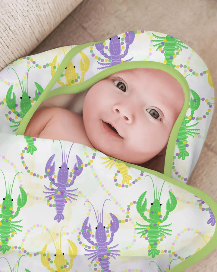 Mardi Gras Crawfish Family Matching Hooded Bamboo Towel Set