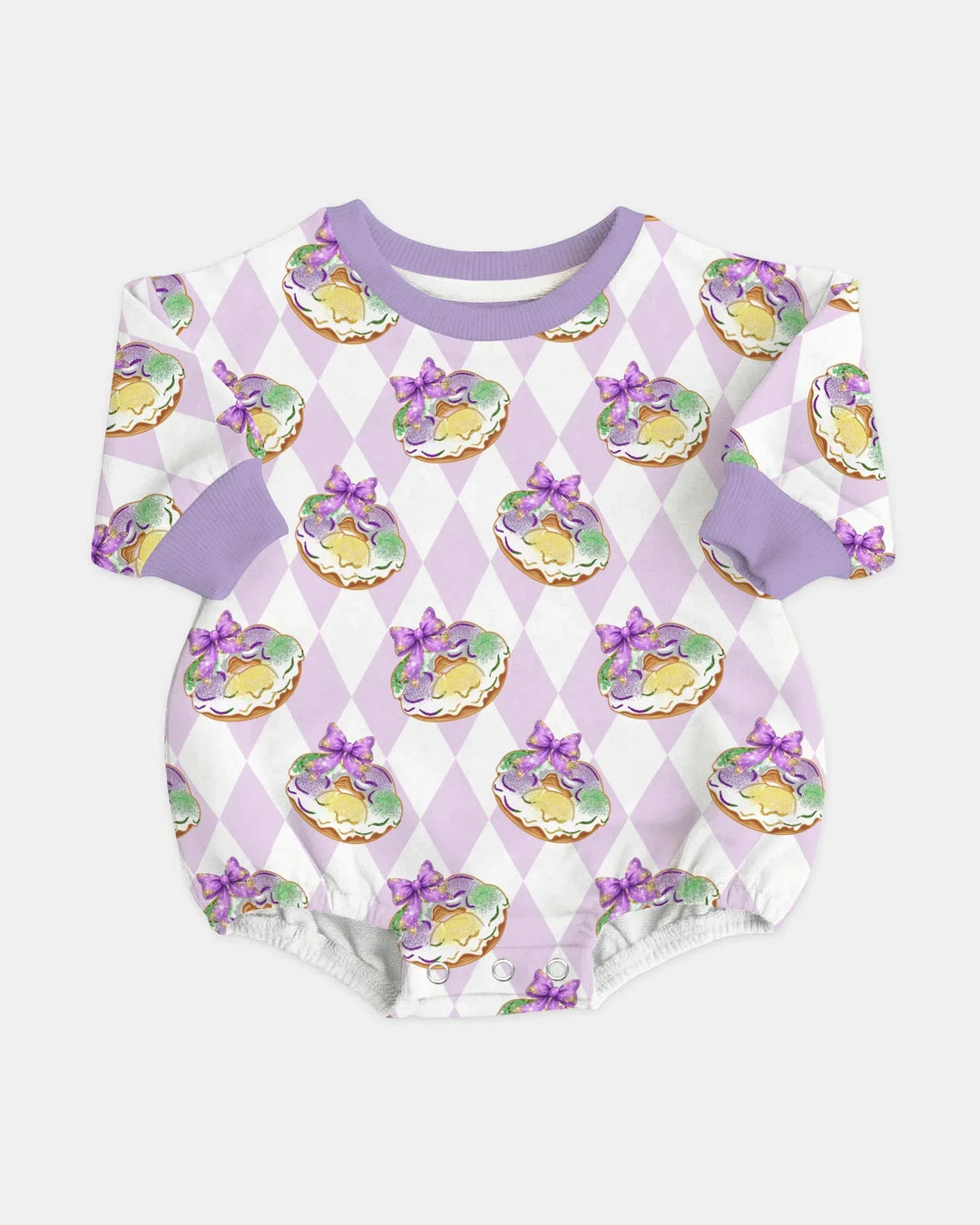 Mardi Gras Donut Bamboo Bubble Romper