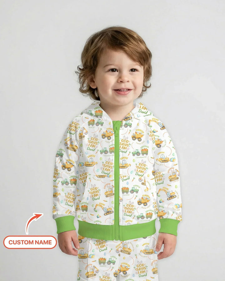 Happy Easter God Says I Am Custom Name Bamboo Zip Hoodie