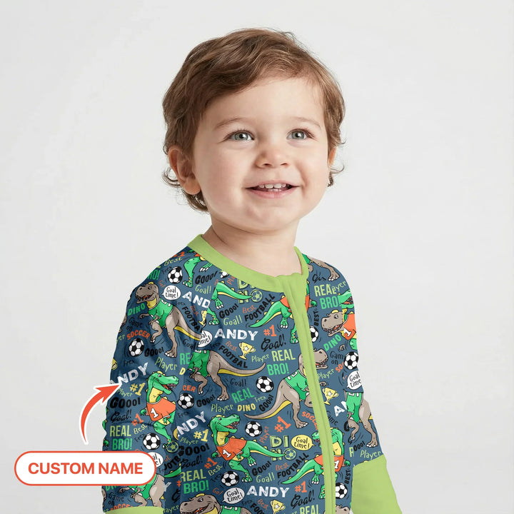 Custom Name Dino Soccer Bamboo Convertible Zippy
