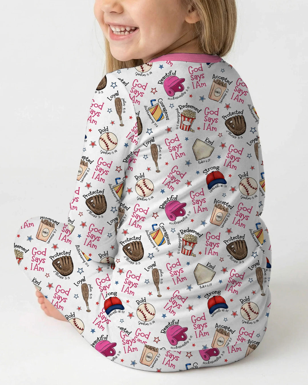 Christian Baseball Bamboo Two Piece Long Sleeve Pajama Set