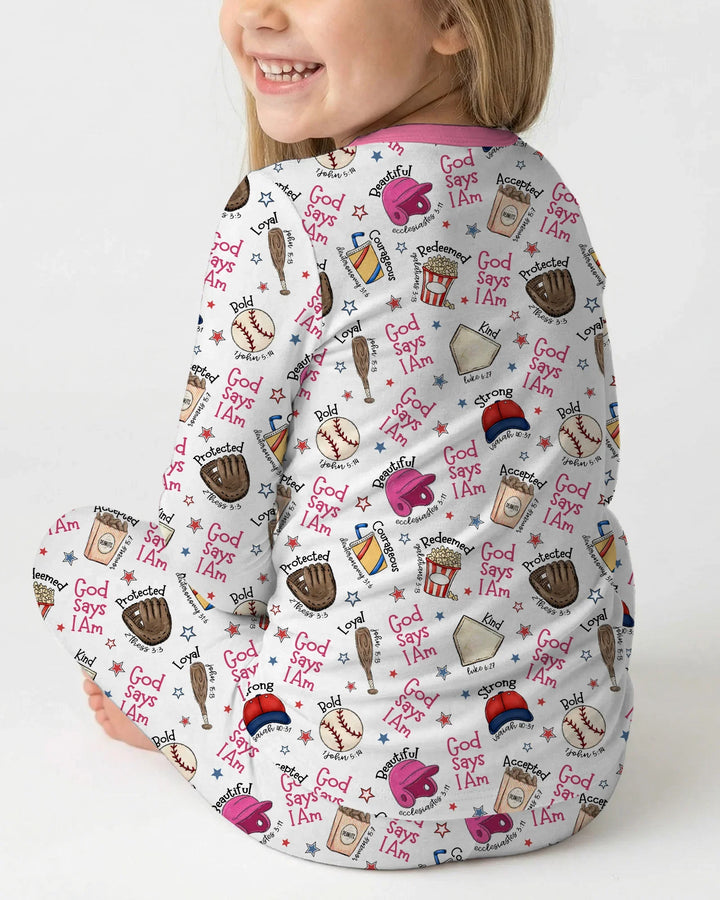 Christian Baseball Bamboo Two Piece Long Sleeve Pajama Set
