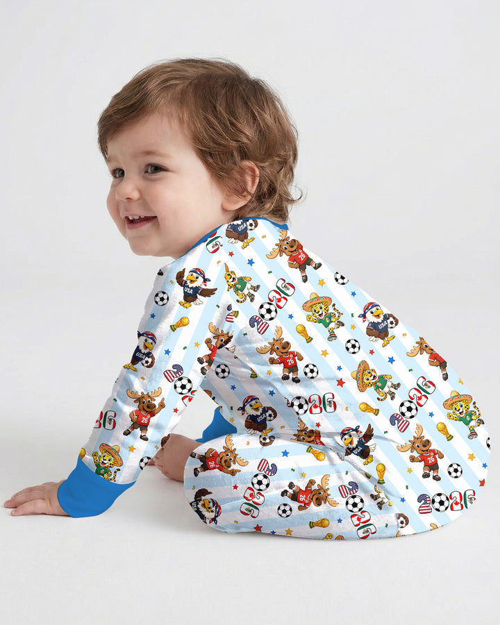 Striped Cute Mascots Soccer Cup 2026 Bamboo Convertible Zippy