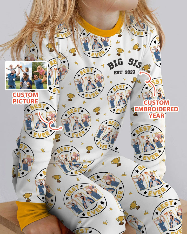 Personalized Family Matching Father's Day Embroidered Bamboo Two Piece Long Sleeve Pajama Set