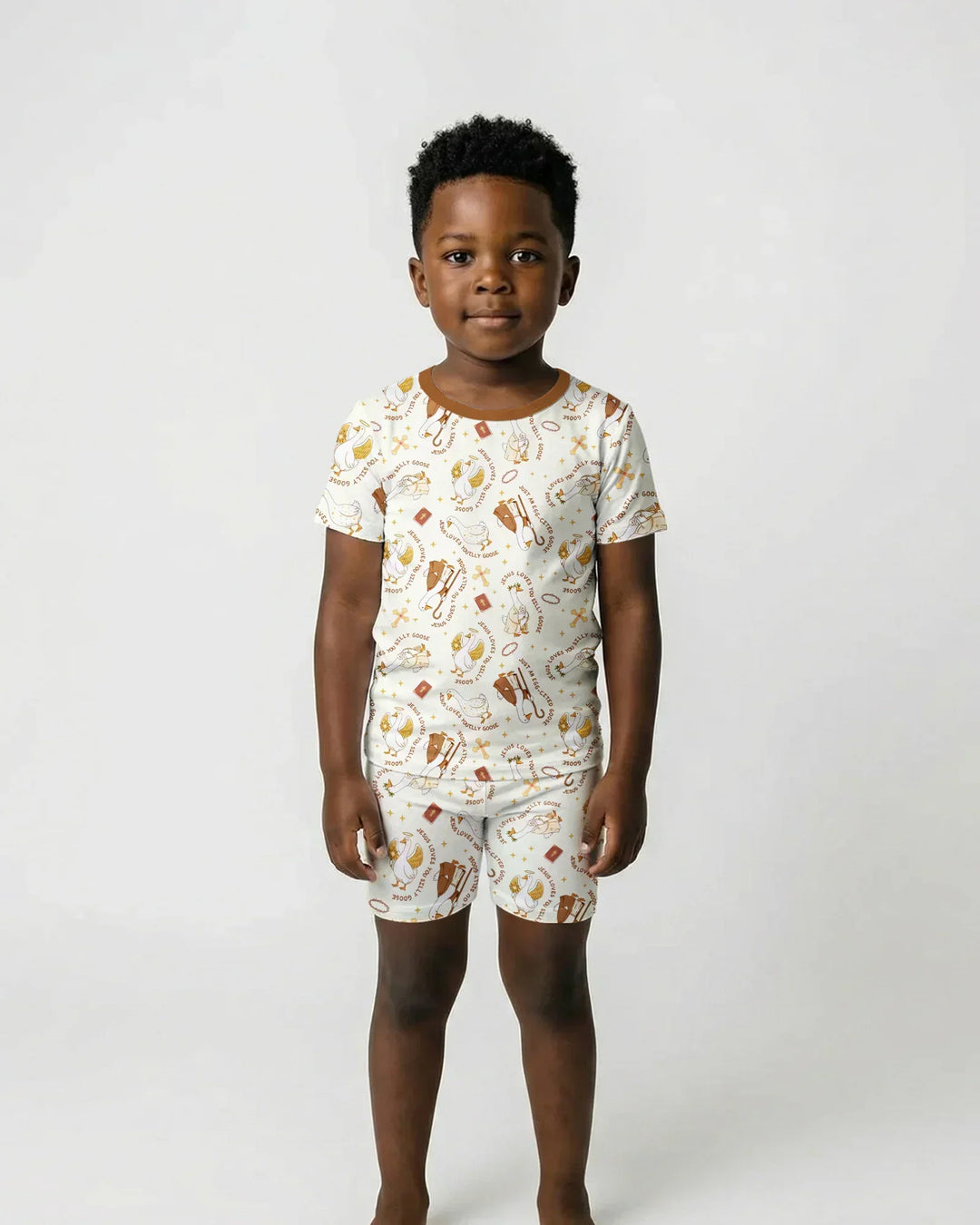 Jesus Loves You Silly Goose Bamboo Two Piece Short Sleeve Shorts Pajama Set