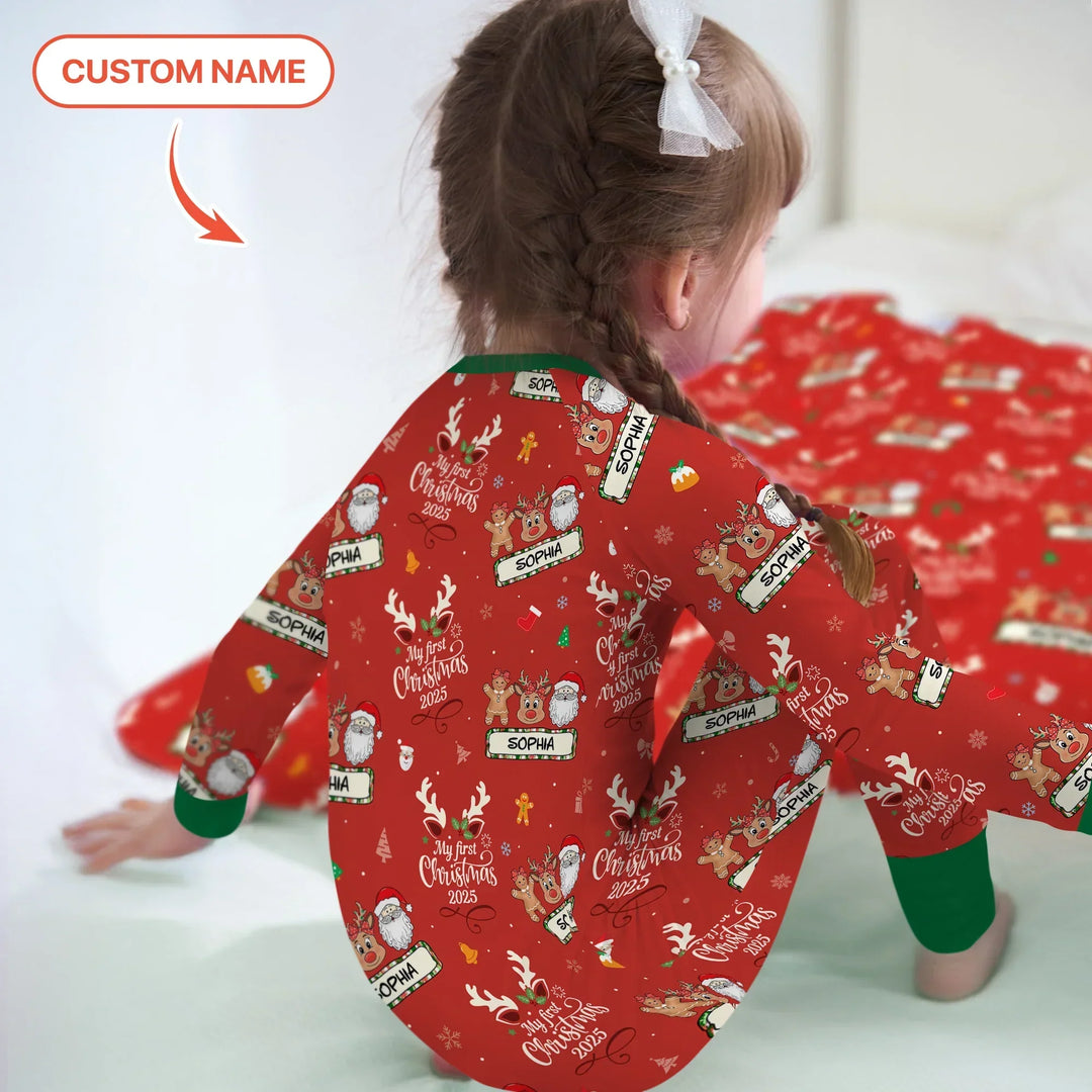 Custom Name "Merry Christmas My Deer" For Girl - Convertible Zippy , Custom Name "Merry Christmas My Deer" For Girl - Convertible Zippy - 0-3M