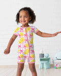 Pink Lemons Bows Checkered Bamboo Shorty Zippy