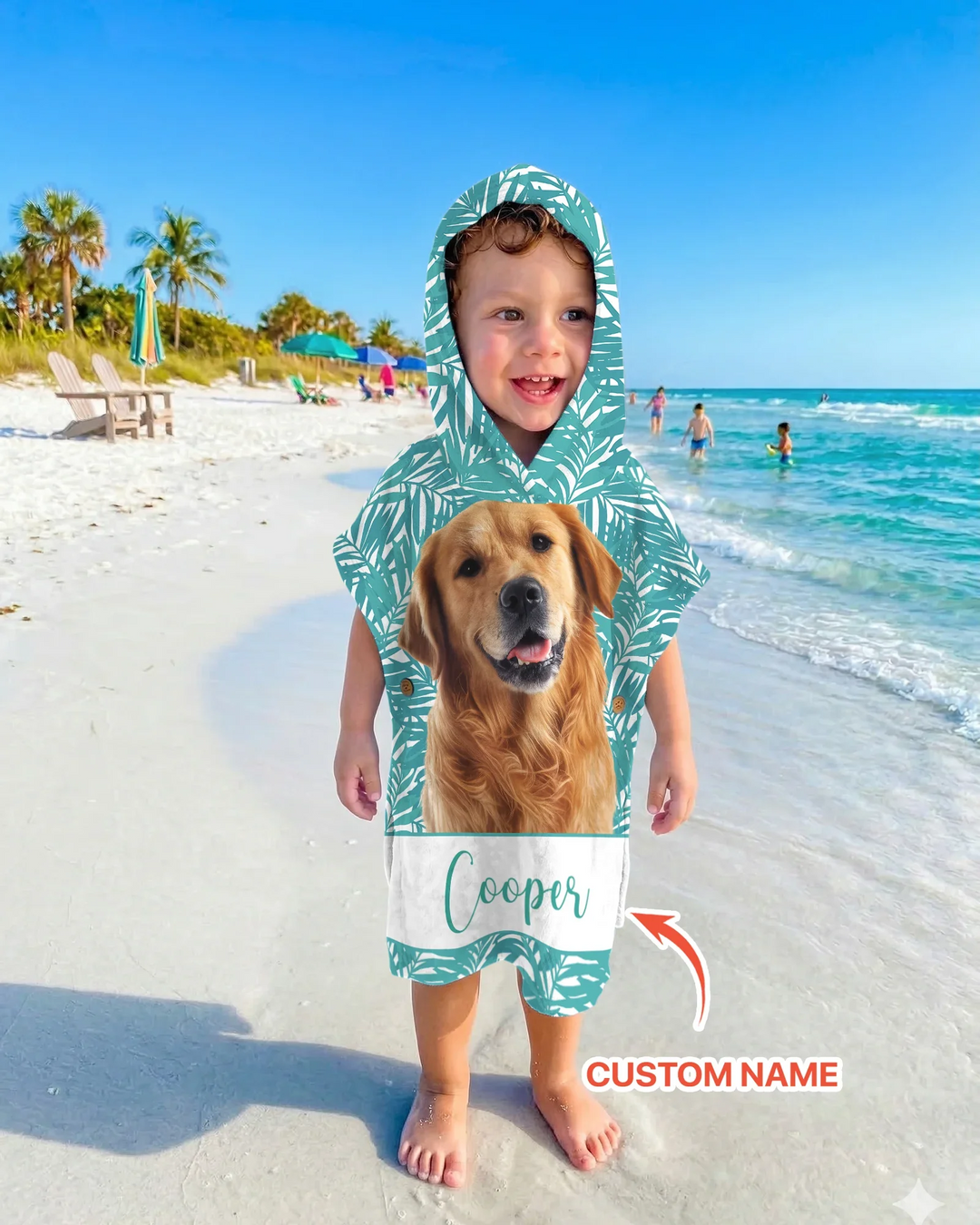 Custom Photo Print Dog Bamboo Swim Poncho