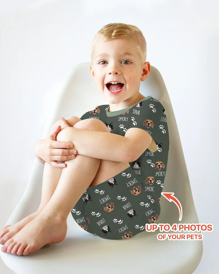 Custom Name and Pet Photos Bamboo Two Piece Short Sleeve Shorts Pajama Set