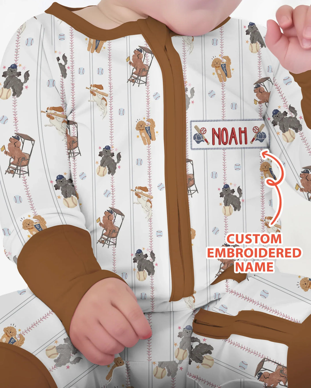 Custom Embroidered Name Baseball Bamboo Convertible Zippy