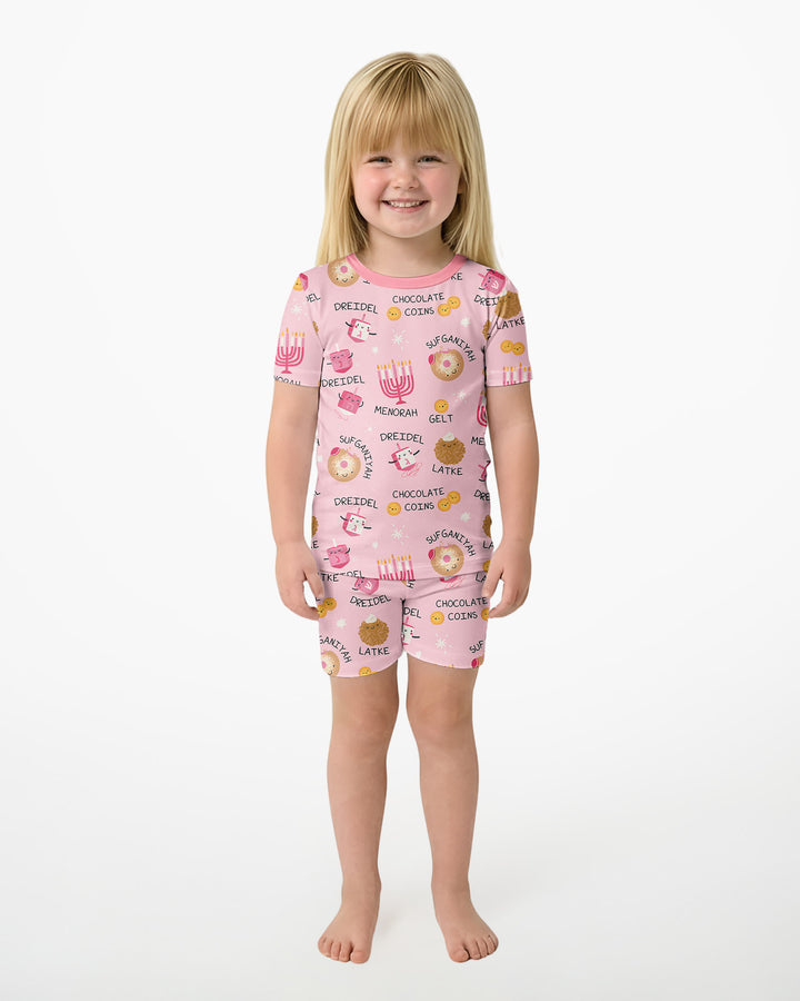 Family Hanukkah Matching Bamboo Two Piece Short Sleeve Shorts Pajama Set