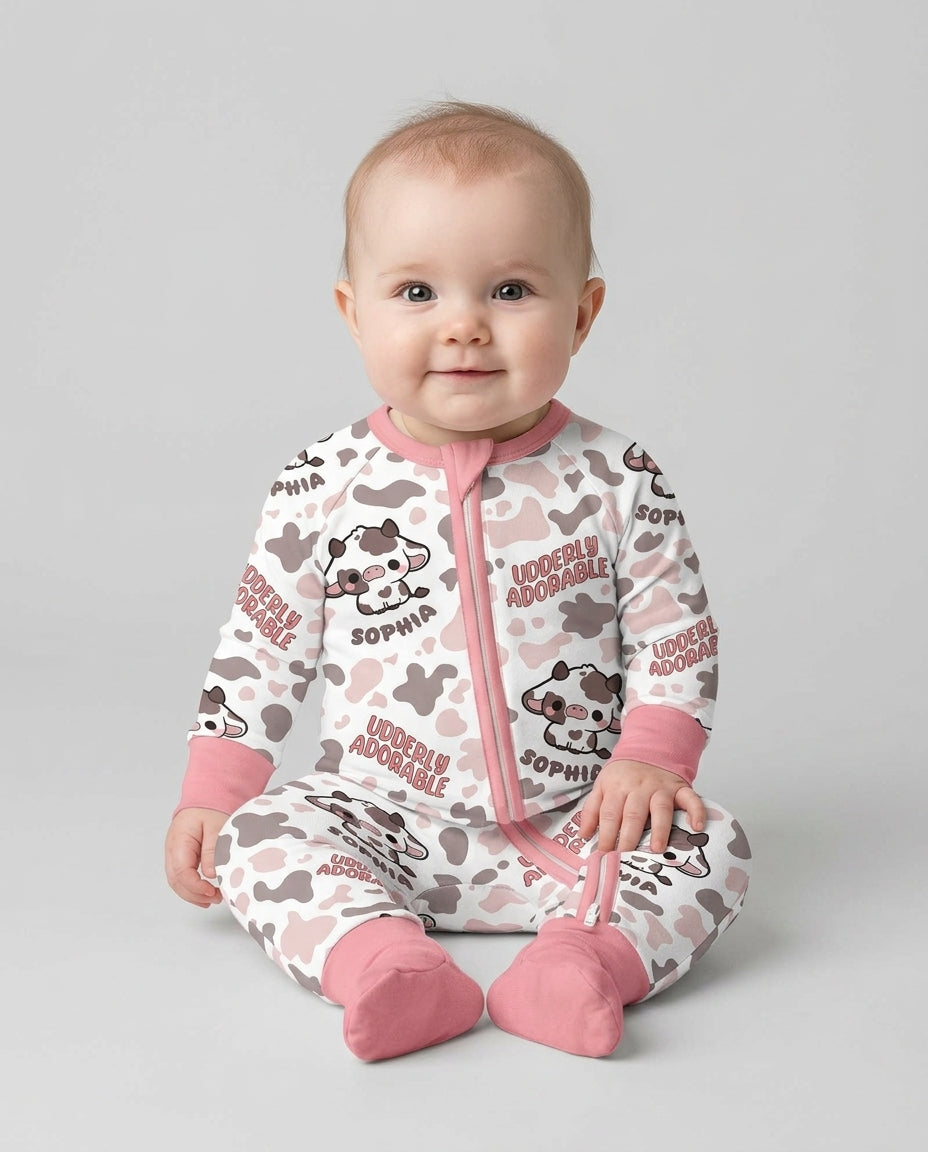 Udderly Adorable Custom Name Bamboo Convertible Zippy