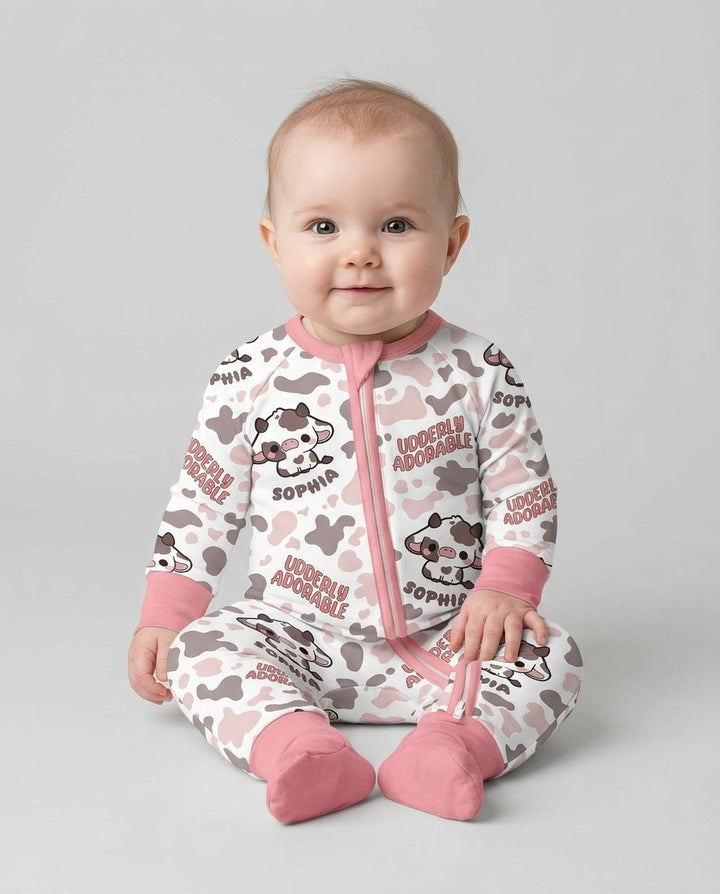 Udderly Adorable Custom Name Bamboo Convertible Zippy