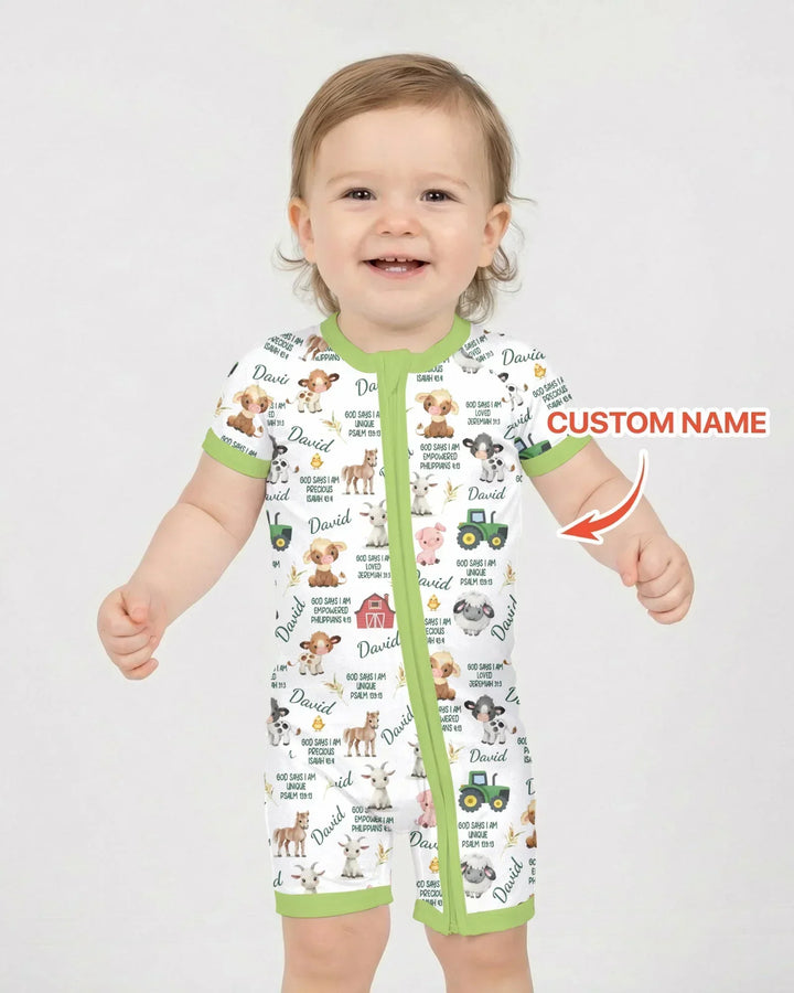 Custom Name God Says I Am Farm Animals Bamboo Shorty Zippy