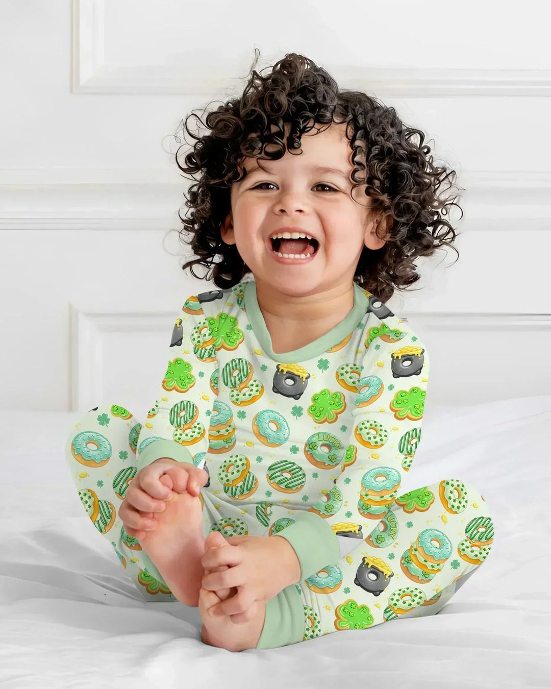 St. Patrick's Day Donut Bamboo Two Piece Long Sleeve Pajama Set