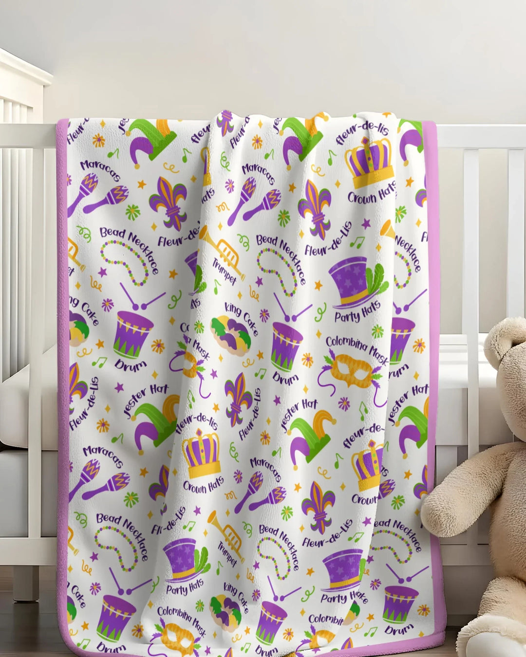 Mardi Gras Family Matching Toddler Bamboo Blanket