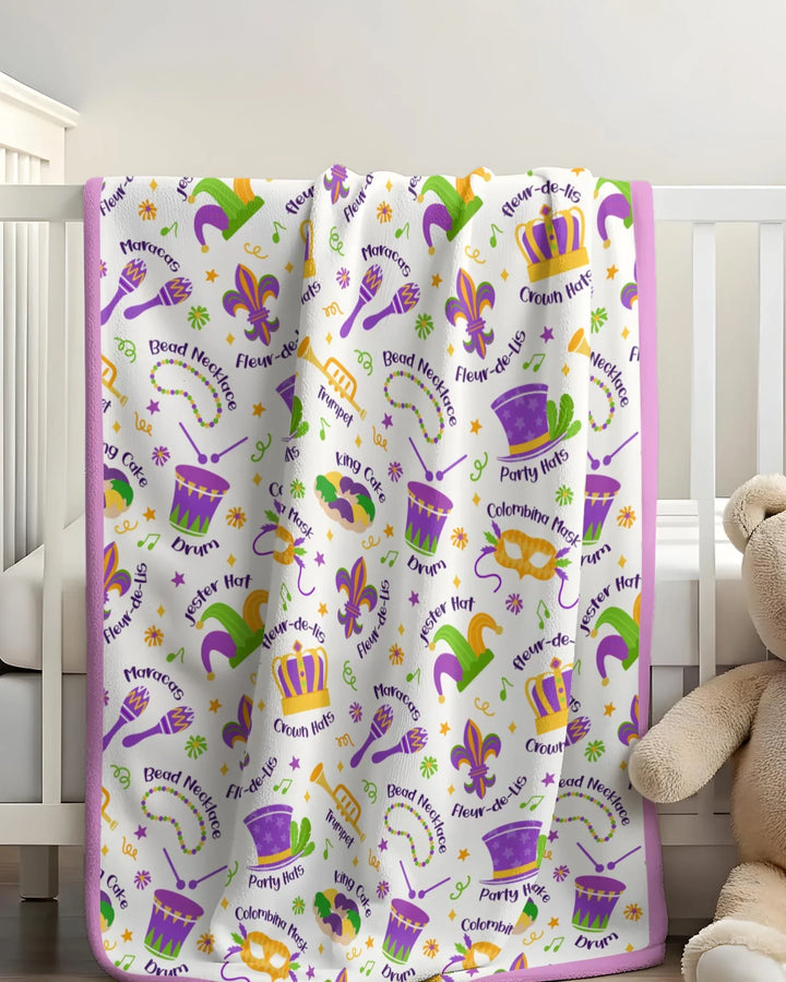 Mardi Gras Family Matching Toddler Bamboo Blanket