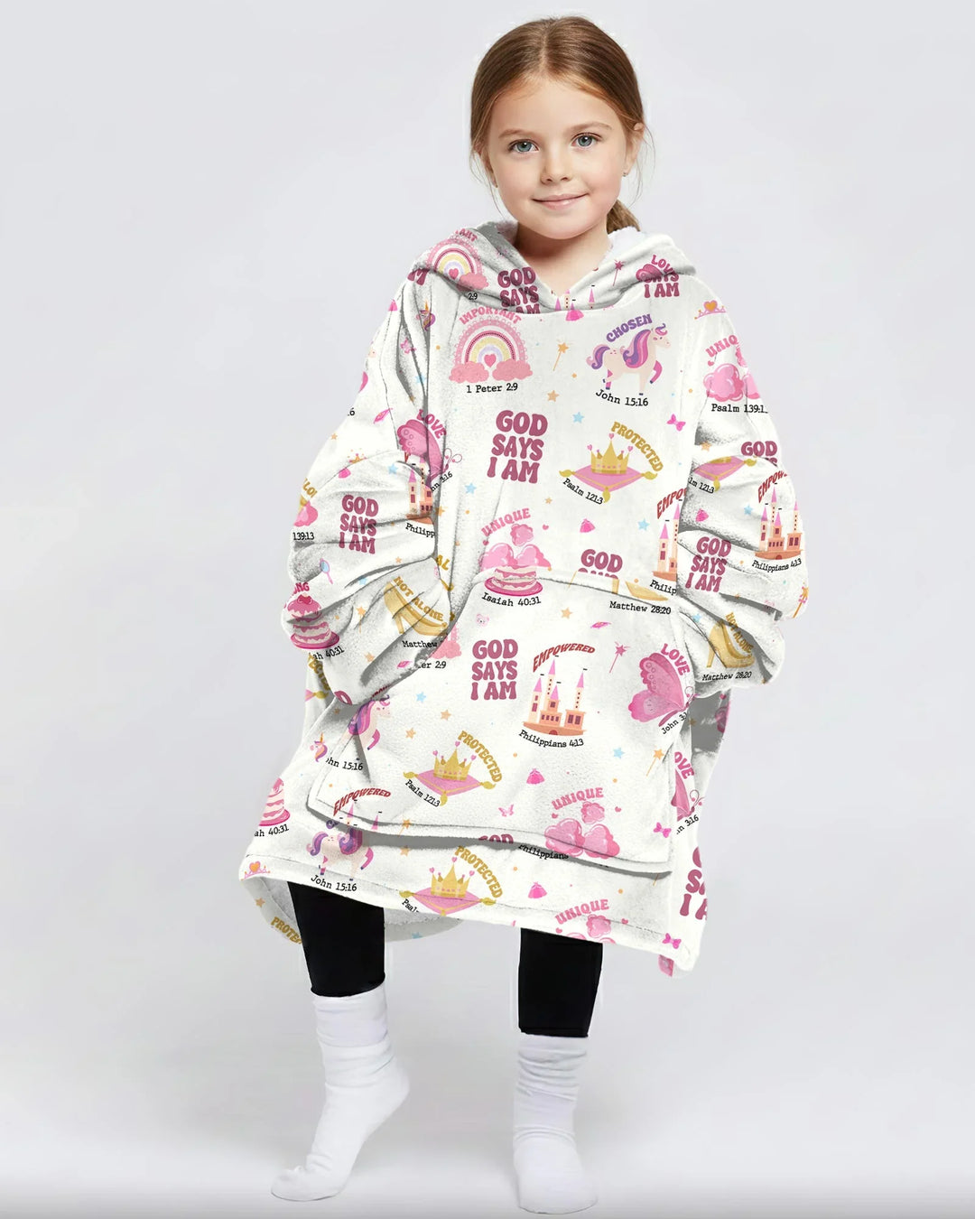 God Says I Am Girl Wearable Bamboo Blanket Hoodie