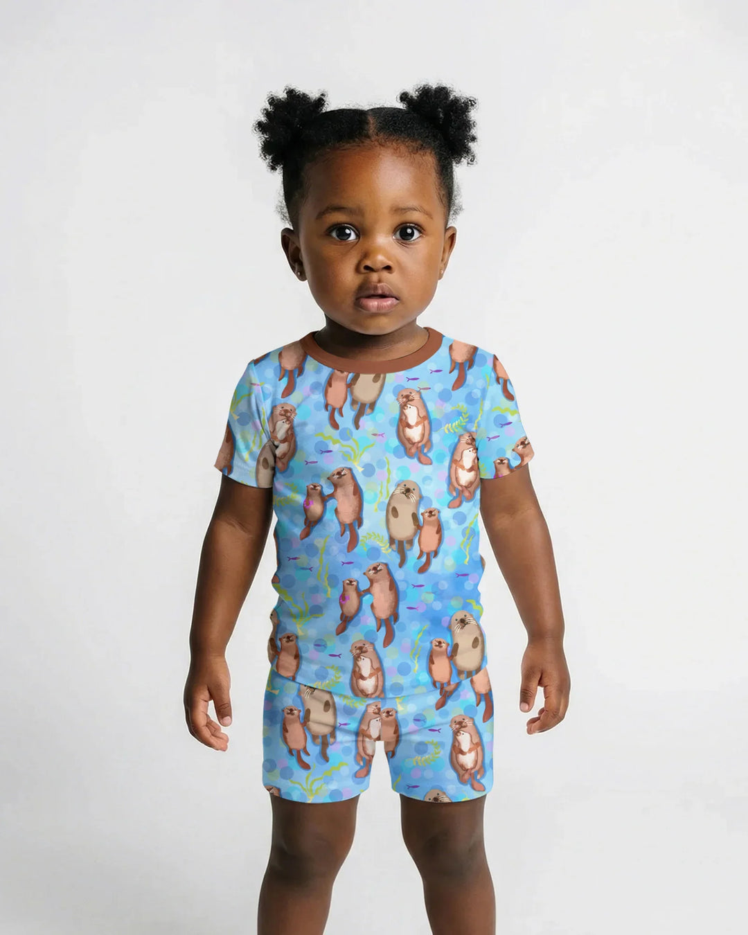 Otterly Together Bamboo Two Piece Short Sleeve Shorts Pajama Set
