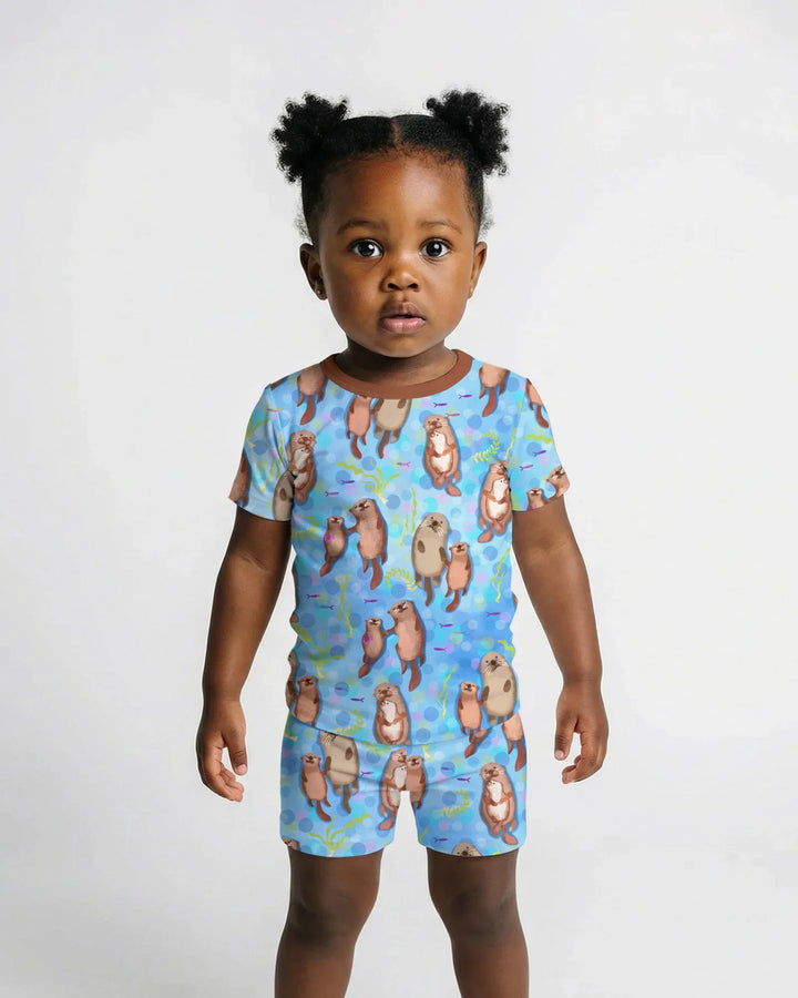Otterly Together Bamboo Two Piece Short Sleeve Shorts Pajama Set