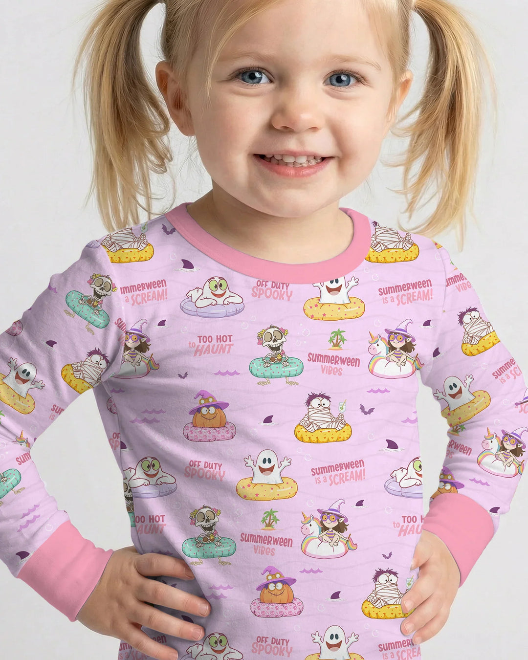 Summerween Cartoon Bamboo Two Piece Long Sleeve Pajama Set