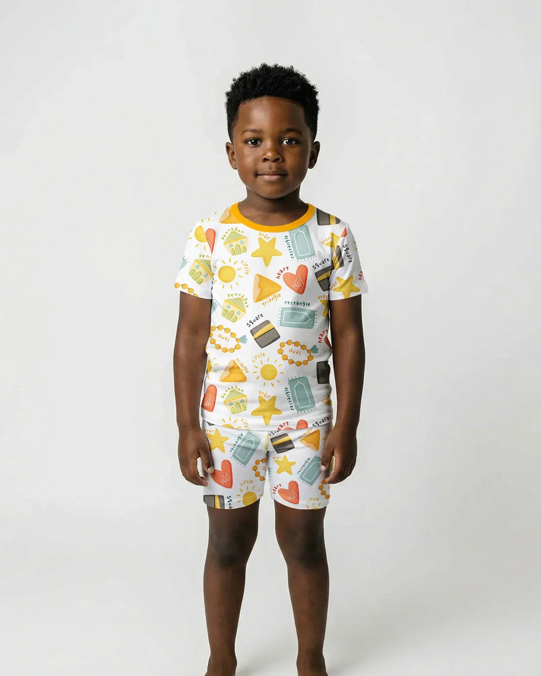 Islamic Shapes Bamboo Two Piece Short Sleeve Shorts Pajama Set