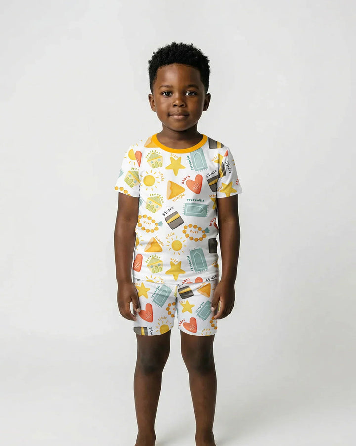 Islamic Shapes Bamboo Two Piece Short Sleeve Shorts Pajama Set