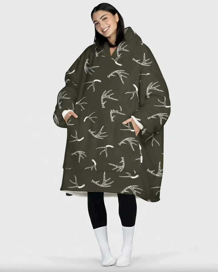 Antlers Minimalism Wearable Bamboo Blanket Hoodie