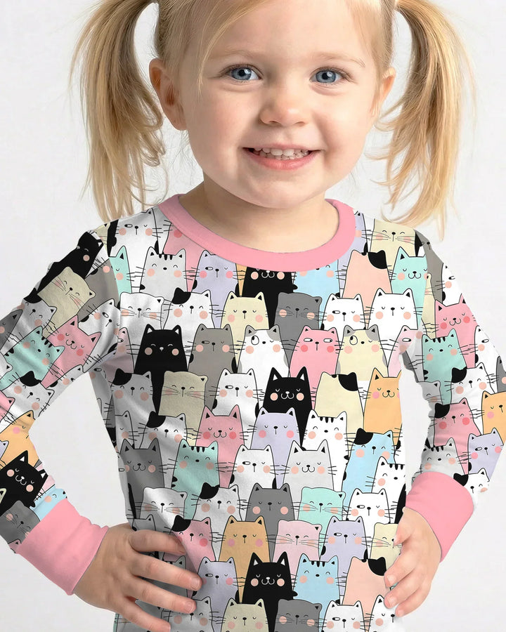 Purrfect Crowd Bamboo Two Piece Long Sleeve Pajama Set