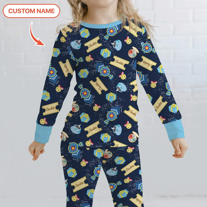 Express Train Christmas Bamboo Two Piece Long Sleeve Pajama Set