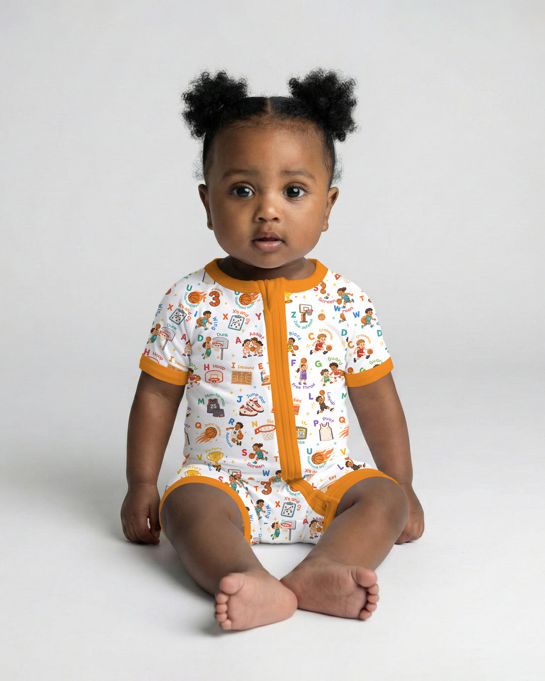 Basketball Alphabet Bamboo Shorty Zippy
