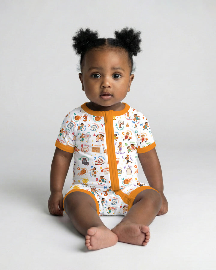 Basketball Alphabet Bamboo Shorty Zippy