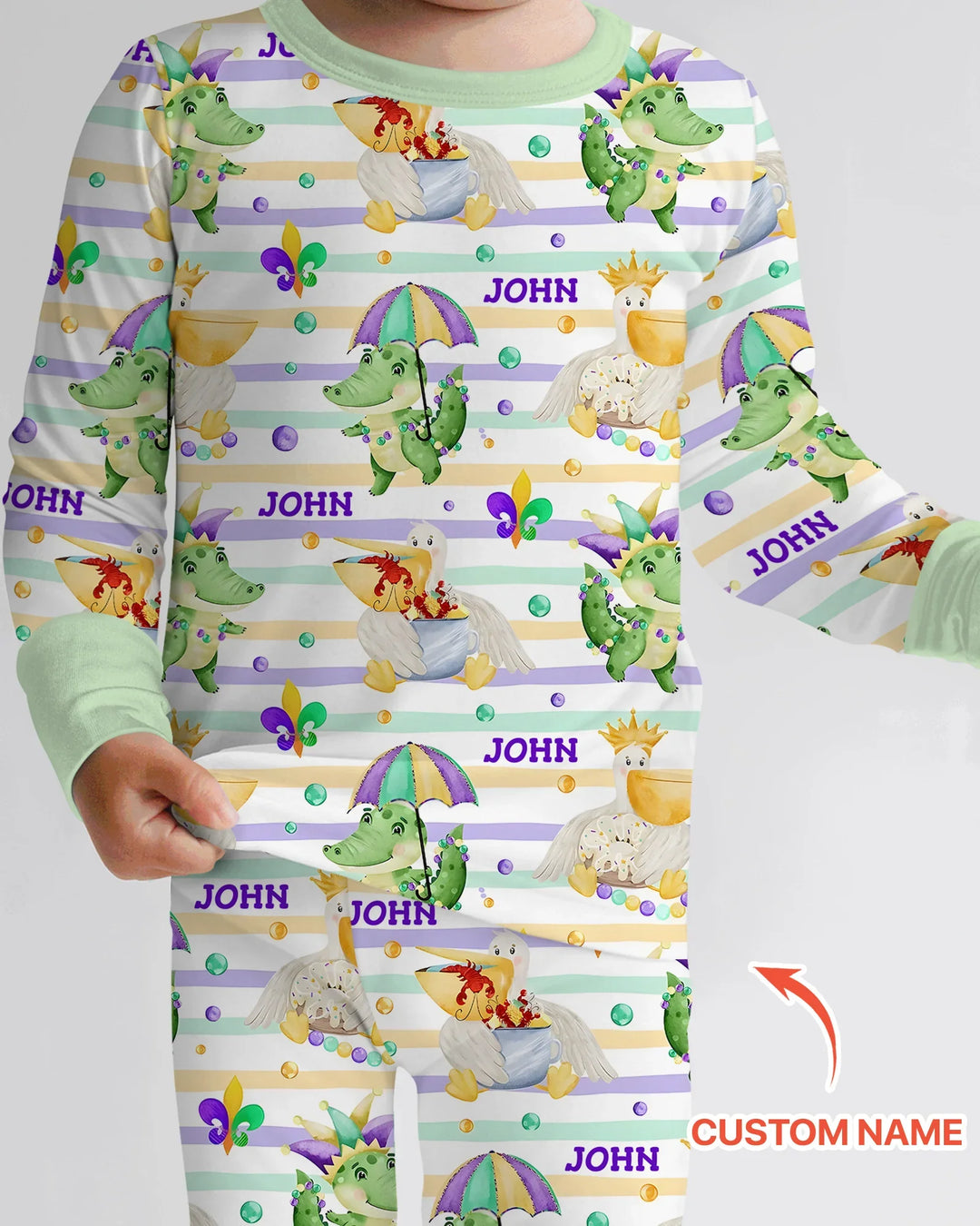 Happy Mardi Gras Adventure Family Matching Bamboo Two Piece Long Sleeve Pajama Set