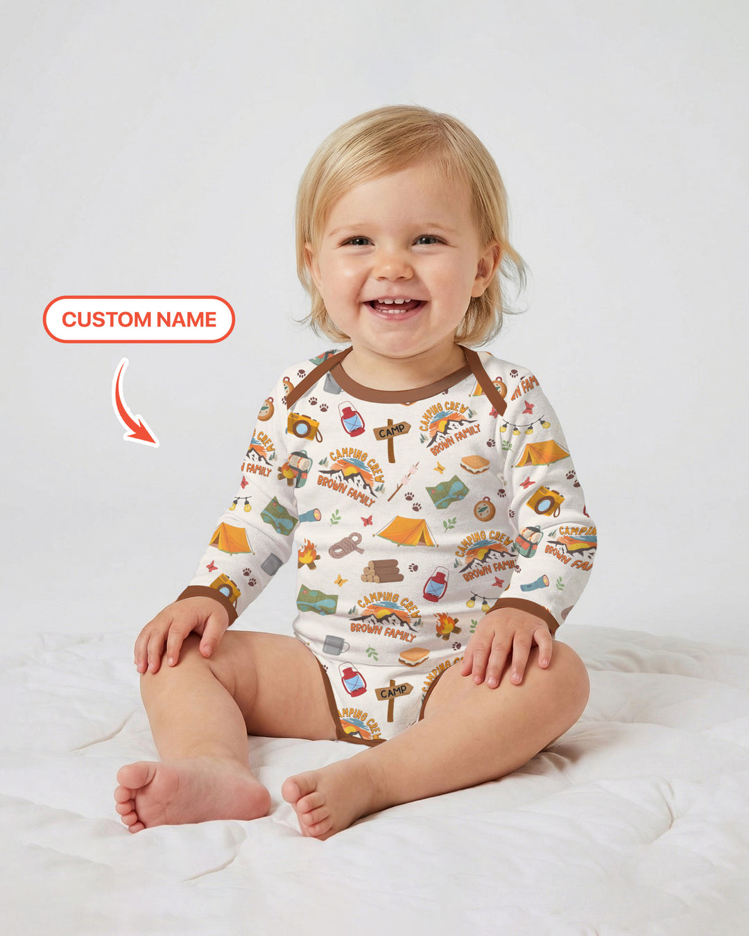 Custom Name Camping Crew Family Matching Bamboo Bodysuit