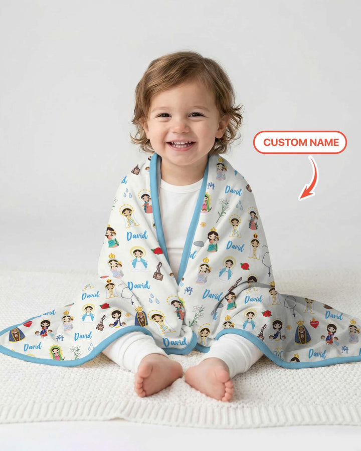 Custom Name Mother Mary Bamboo Blanket