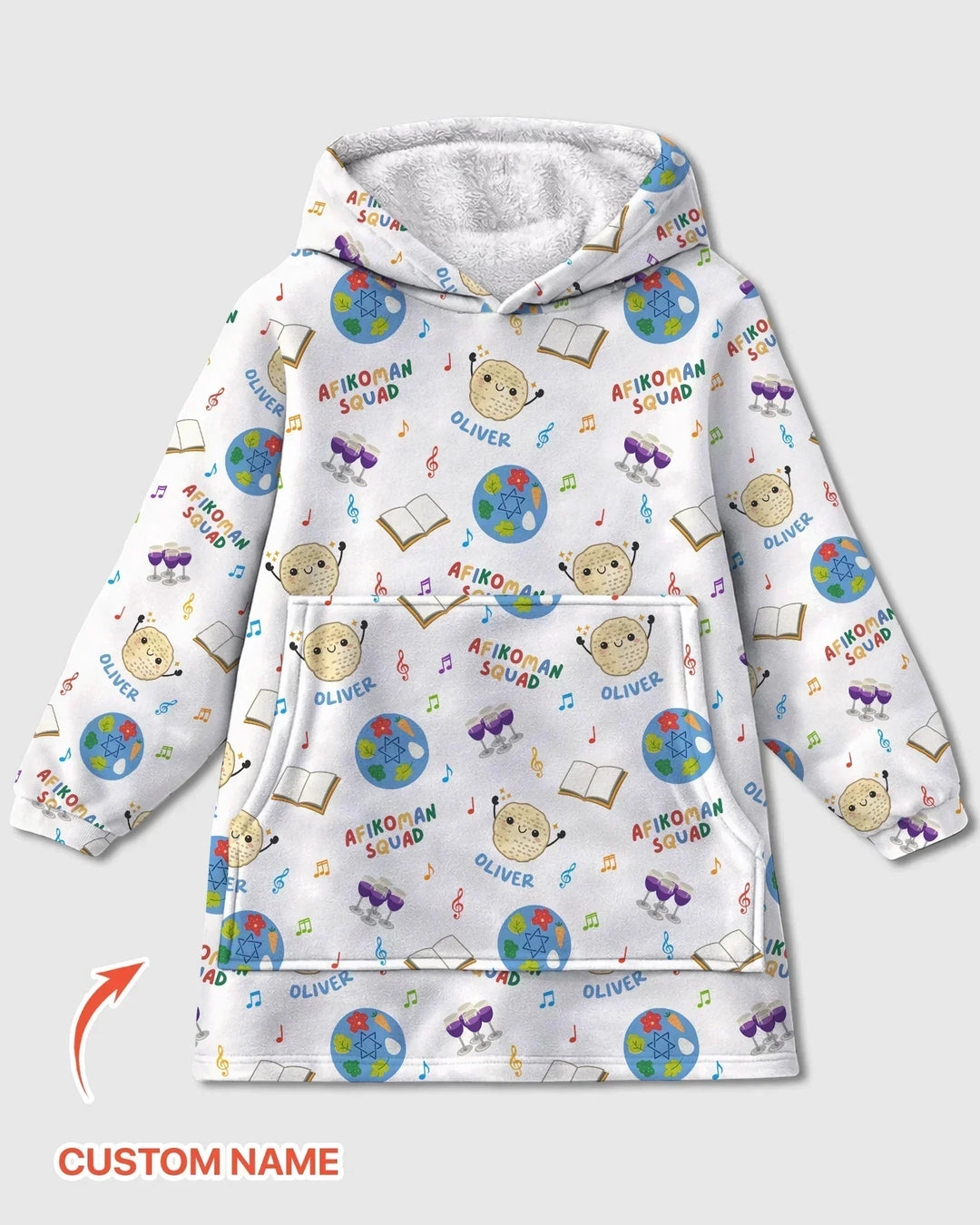 Custom Name Passover Afikoman Squad Bamboo Blanket Hoodie