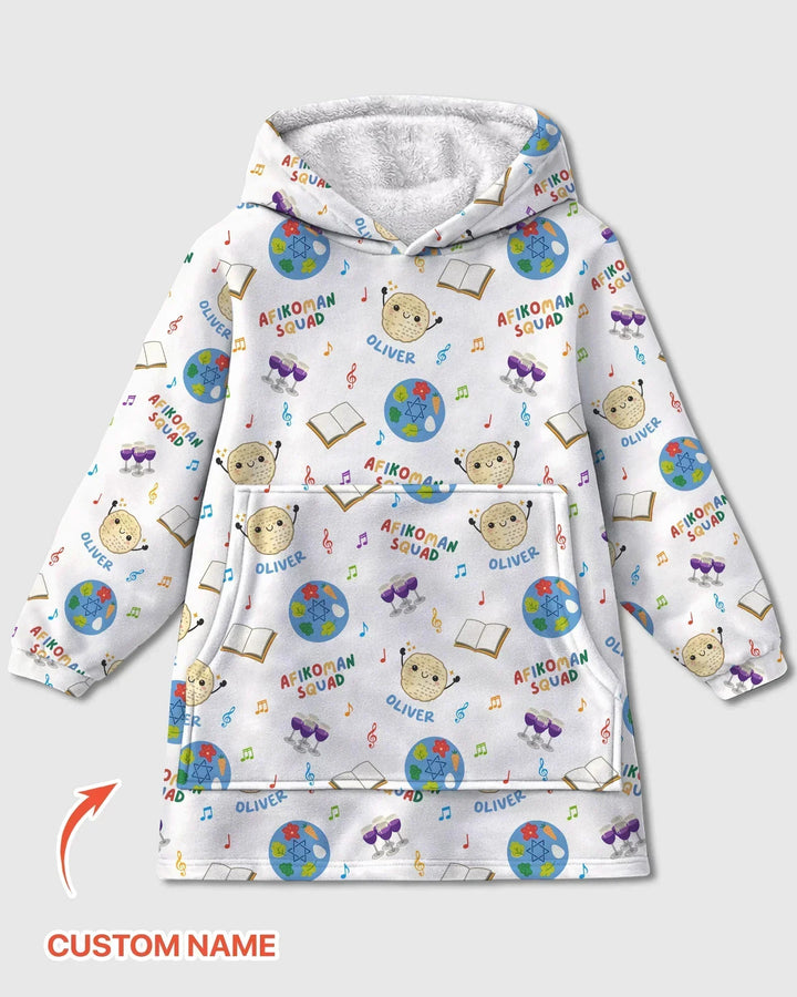 Custom Name Passover Afikoman Squad Bamboo Blanket Hoodie