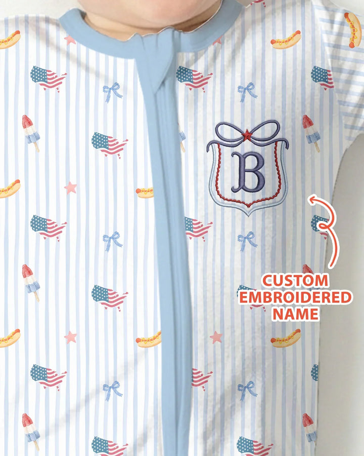 Personalized 4th Of July Embroidered Bamboo Convertible Zippy