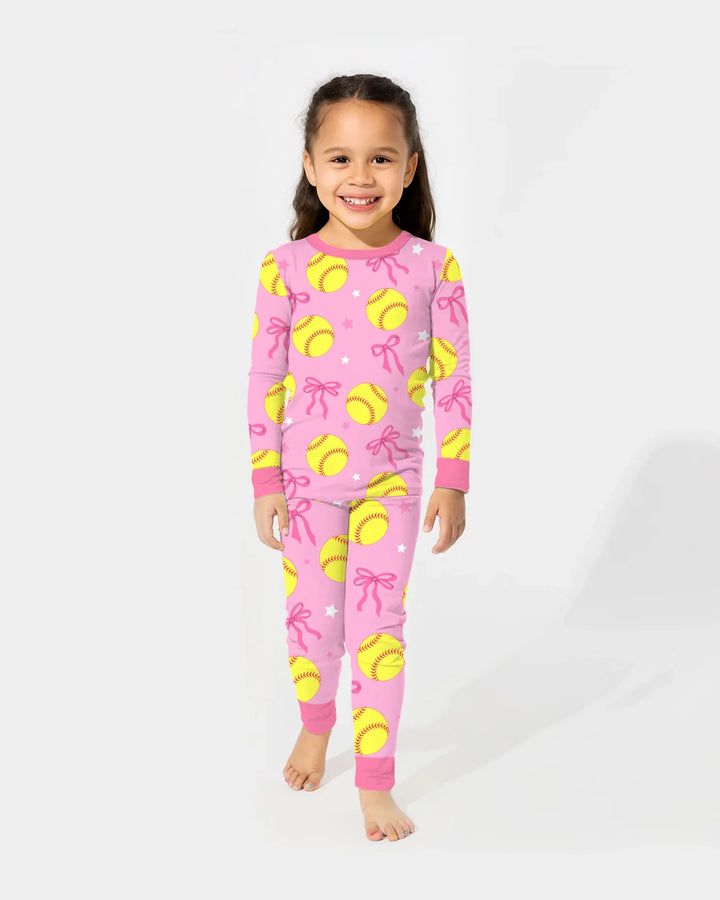 Softball Lovers Bamboo Two Piece Long Sleeve Pajama Set