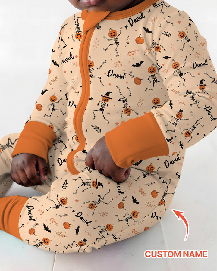 Dancing Pumpkin Skeleton Halloween Bamboo Convertible Zippy