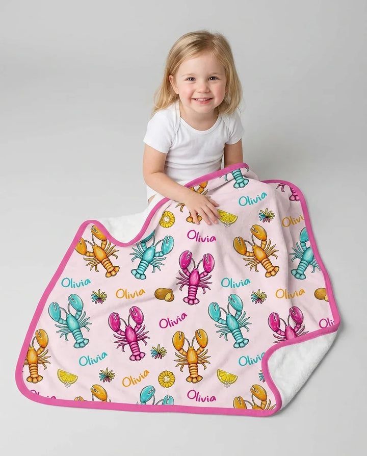 Custom Name Crawfish Crew Bamboo Blanket