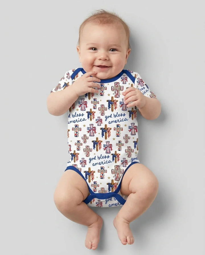 God Bless America Family Matching Bamboo Bodysuit