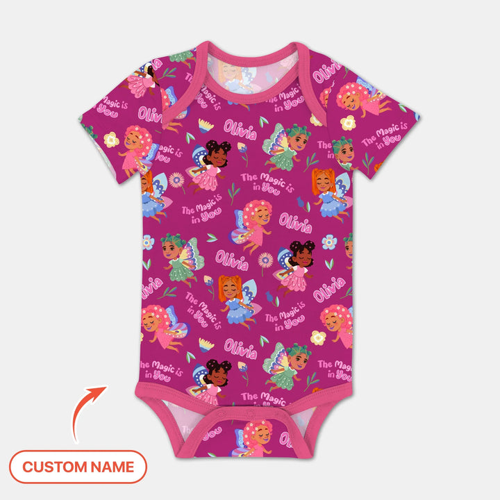 Little Garden Fairy Custom Name Bamboo Bodysuit