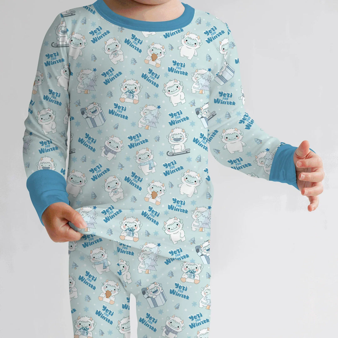 Yeti for Winter Bamboo Two Piece Long Sleeve Pajama Set