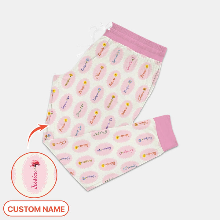 God Says I Am Birthmonth Flowers Custom Name Bamboo Women Pajama Set