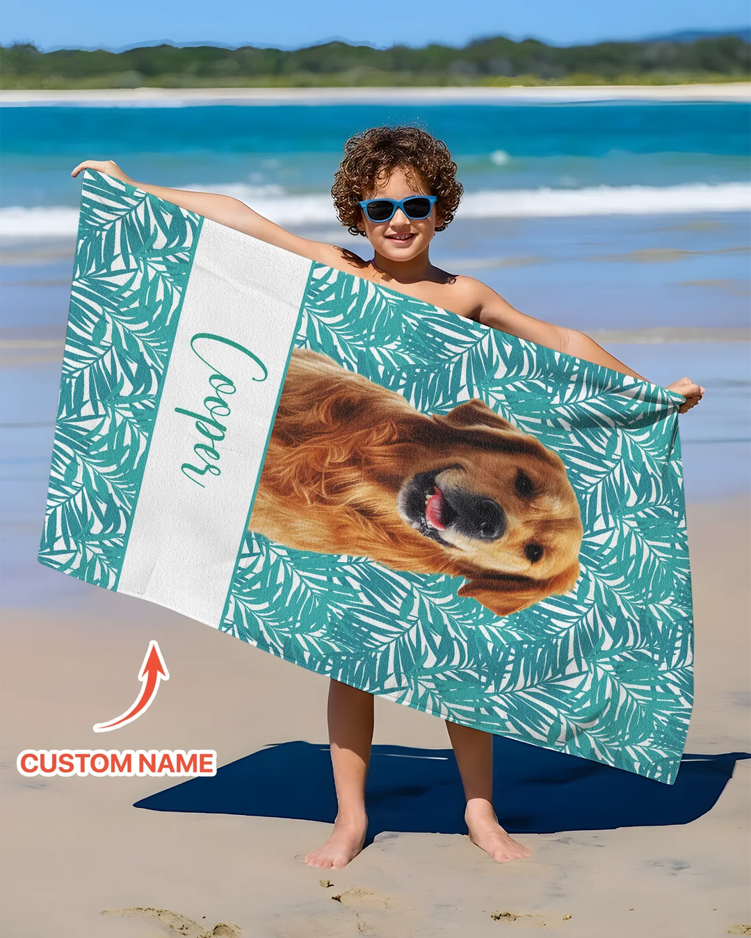 Custom Photo Print Dog Bamboo Beach Towel