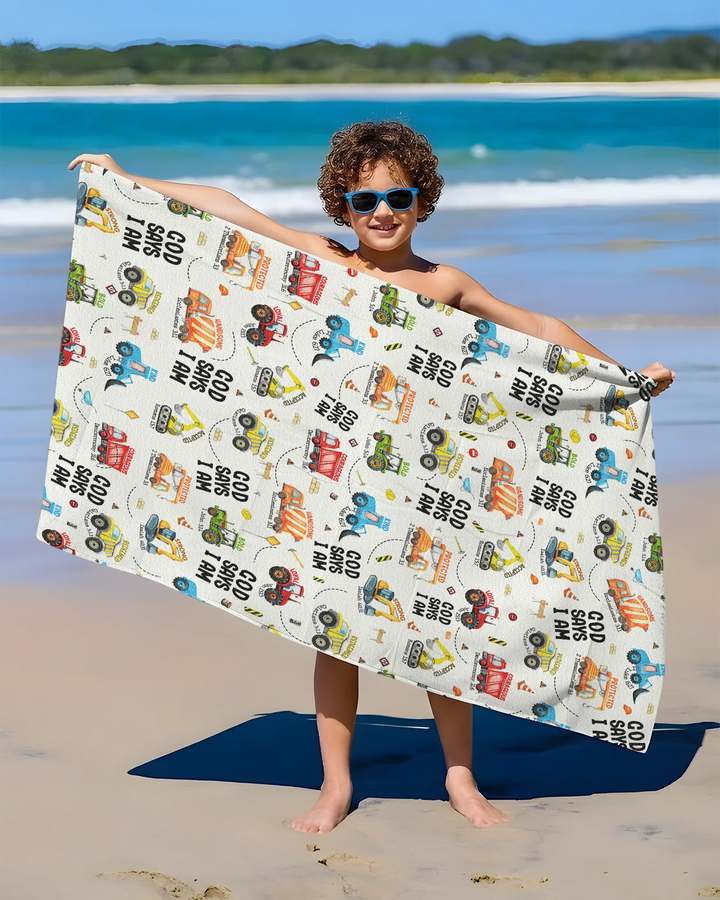 God Says I Am Boy Bamboo Beach Towel