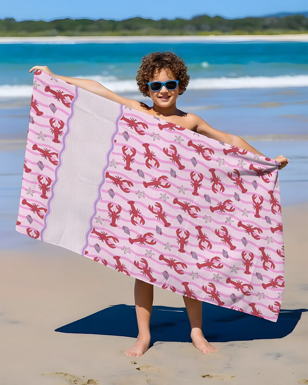 Sweet Lobster Waves Bamboo Beach Towel