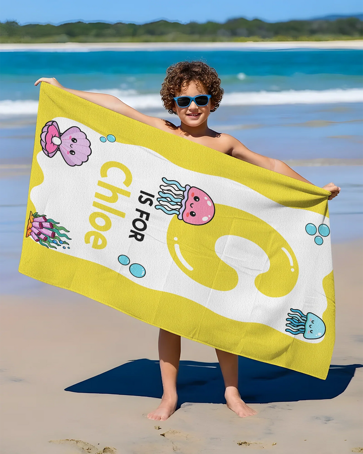Personalised Ocean Theme Oversized Bamboo Beach Towel