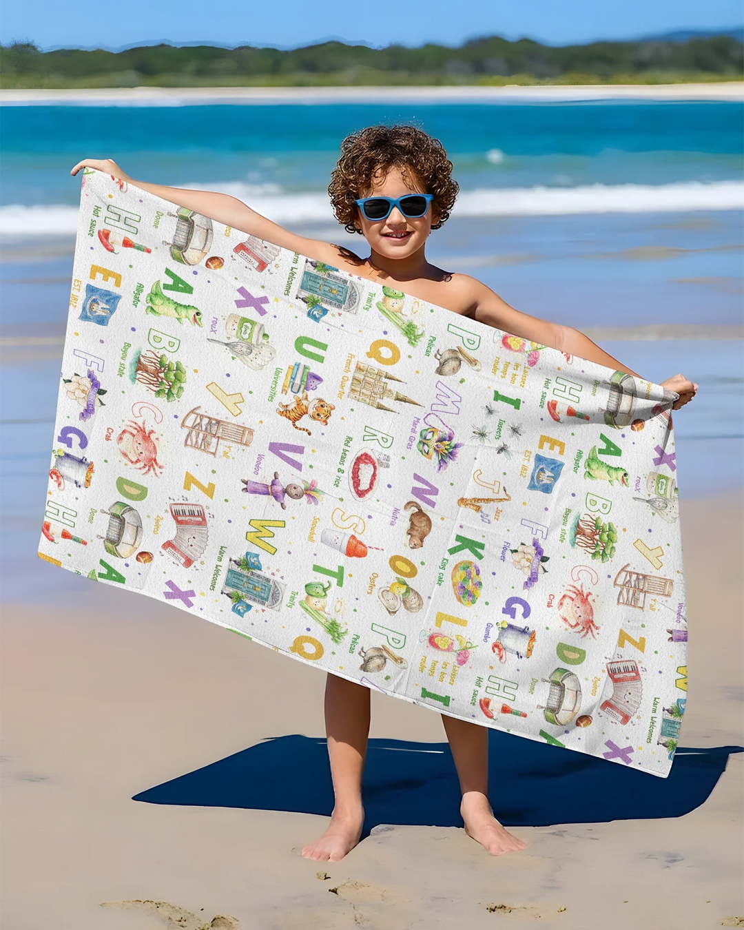 Alphabet of Lousiana Bamboo Swim Poncho